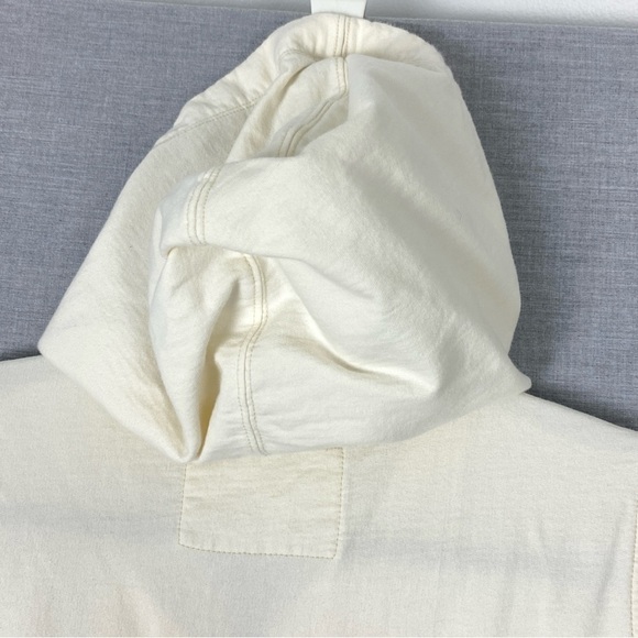 Paradise Shores Hooded Jacket Womens Large Cotton Cream Flowers Pockets Zippered - Picture 6 of 12